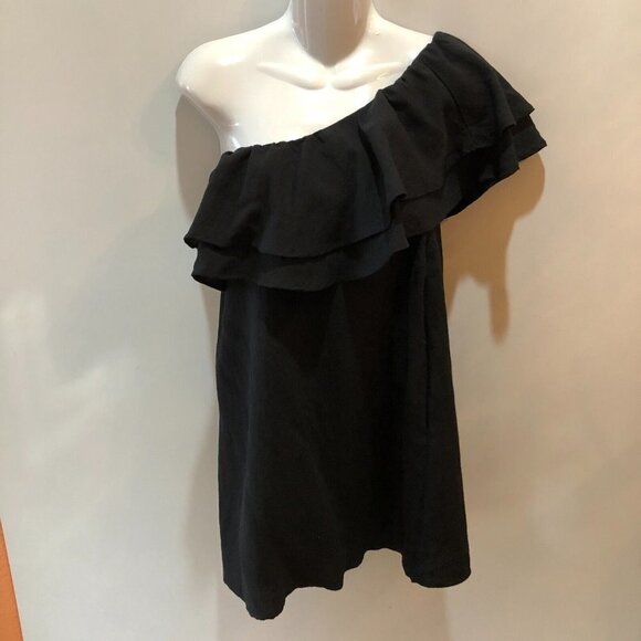 Cotton Candy LA Womens Large Black One Shoulder Ruffle Mini Dress Size L - Picture 1 of 10